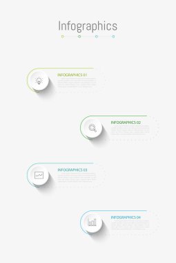 İş verileriniz için Infographic 4 seçenekleri tasarım elemanları. Vektör İllüstrasyonu.