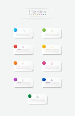 İş verileriniz için Infographic 9 seçenekleri tasarım elemanları. Vektör İllüstrasyonu.