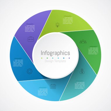 İş verileriniz için Infographic 6 seçenekleri tasarım elemanları. Vektör İllüstrasyonu.