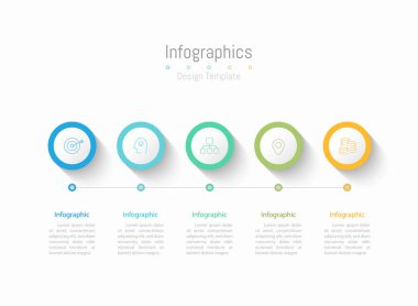 İş verileriniz için Infographic 5 seçenekleri tasarım elemanları. Vektör İllüstrasyonu.