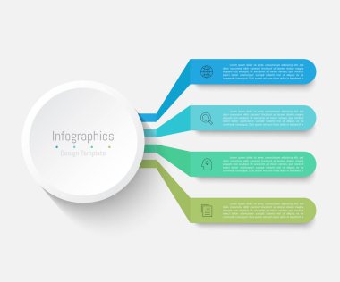 İş verileriniz için Infographic 4 seçenekleri tasarım elemanları. Vektör İllüstrasyonu.
