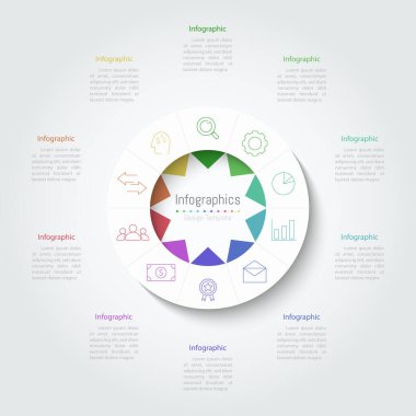İş verileriniz için Infographic 10 seçenekleri tasarım elemanları. Vektör İllüstrasyonu.