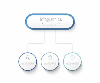 İş verileriniz için Infographic 3 seçenekleri tasarım elemanları. Vektör İllüstrasyonu.