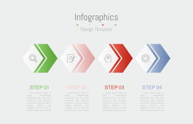 İş verileriniz için Infographic 4 seçenekleri tasarım elemanları. Vektör İllüstrasyonu.