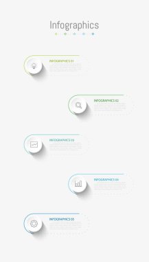 İş verileriniz için Infographic 5 seçenekleri tasarım elemanları. Vektör İllüstrasyonu.