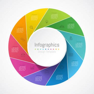 İş verileriniz için Infographic 10 seçenekleri tasarım elemanları. Vektör İllüstrasyonu.