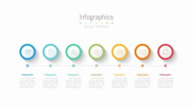 İş verileriniz için Infographic 7 seçenekleri tasarım elemanları. Vektör İllüstrasyonu.