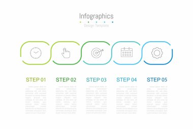 İş verileriniz için Infographic 5 seçenekleri tasarım elemanları. Vektör İllüstrasyonu.