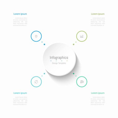 İş verileriniz için Infographic 4 seçenekleri tasarım elemanları. Vektör İllüstrasyonu.