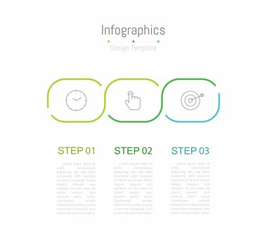 İş verileriniz için Infographic 3 seçenekleri tasarım elemanları. Vektör İllüstrasyonu.