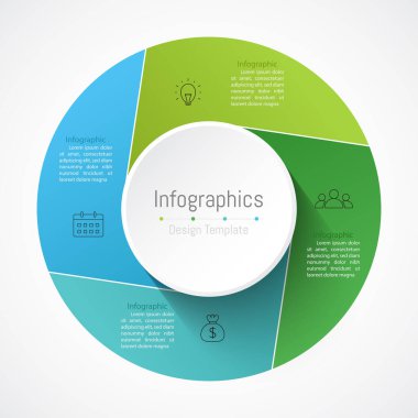 İş verileriniz için Infographic 4 seçenekleri tasarım elemanları. Vektör İllüstrasyonu.