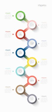 İş verileriniz için Infographic 10 seçenekleri tasarım elemanları. Vektör İllüstrasyonu.