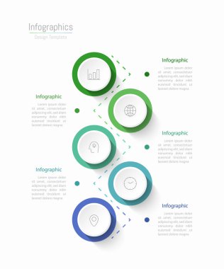 İş verileriniz için Infographic 5 seçenekleri tasarım elemanları. Vektör İllüstrasyonu.