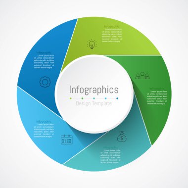 İş verileriniz için Infographic 5 seçenekleri tasarım elemanları. Vektör İllüstrasyonu.