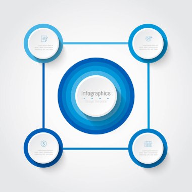 İş verileriniz için Infographic 4 seçenekleri tasarım elemanları. Vektör İllüstrasyonu.