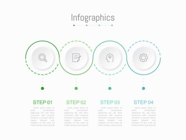 İş verileriniz için Infographic 4 seçenekleri tasarım elemanları. Vektör İllüstrasyonu.