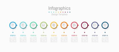 İş verileriniz için Infographic 10 seçenekleri tasarım elemanları. Vektör İllüstrasyonu.