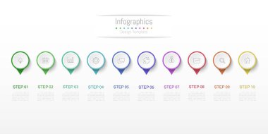 İş verileriniz için Infographic 10 seçenekleri tasarım elemanları. Vektör İllüstrasyonu.