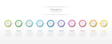 İş verileriniz için Infographic 10 seçenekleri tasarım elemanları. Vektör İllüstrasyonu.