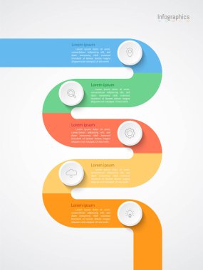 İş verileriniz için Infographic 5 seçenekleri tasarım elemanları. Vektör İllüstrasyonu.