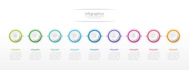 İş verileriniz için Infographic 9 seçenekleri tasarım elemanları. Vektör İllüstrasyonu.