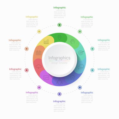İş verileriniz için Infographic 10 seçenekleri tasarım elemanları. Vektör İllüstrasyonu.