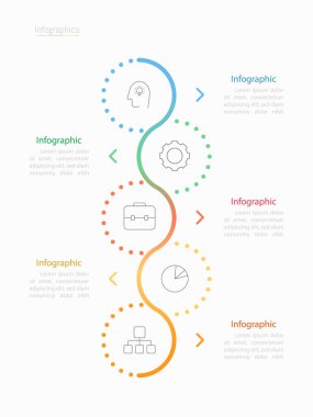 İş verileriniz için Infographic 5 seçenekleri tasarım elemanları. Vektör İllüstrasyonu.