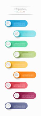 İş verileriniz için Infographic 9 seçenekleri tasarım elemanları. Vektör İllüstrasyonu.