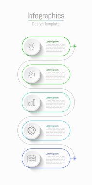 İş verileriniz için Infographic 5 seçenekleri tasarım elemanları. Vektör İllüstrasyonu.