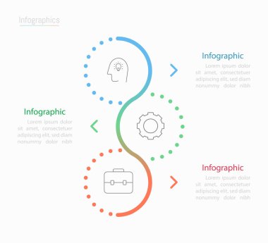 İş verileriniz için Infographic 3 seçenekleri tasarım elemanları. Vektör İllüstrasyonu.