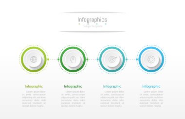 İş verileriniz için Infographic 4 seçenekleri tasarım elemanları. Vektör İllüstrasyonu.