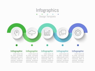 İş verileriniz için Infographic 5 seçenekleri tasarım elemanları. Vektör İllüstrasyonu.