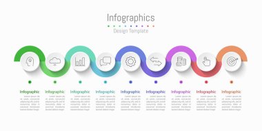 İş verileriniz için Infographic 9 seçenekleri tasarım elemanları. Vektör İllüstrasyonu.