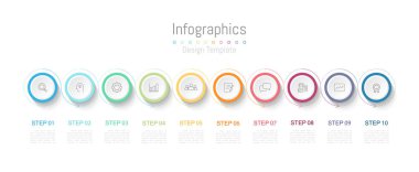 İş verileriniz için Infographic 10 seçenekleri tasarım elemanları. Vektör İllüstrasyonu.