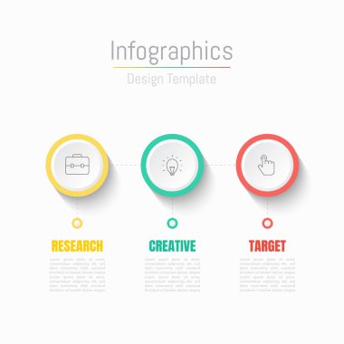 İş verileriniz için Infographic 3 seçenekleri tasarım elemanları. Vektör İllüstrasyonu.