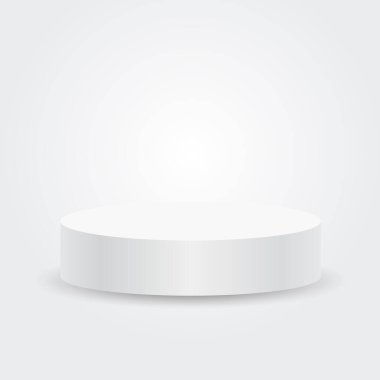 Beyaz boş podyumlar beyaz arkaplanda ürünleri göstermeye devam ediyor, Vektör illüstrasyonu.