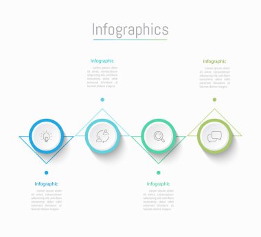 İş verileriniz için Infographic 4 seçenekleri tasarım elemanları. Vektör İllüstrasyonu.