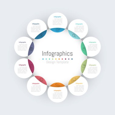 İş verileriniz için Infographic 10 seçenekleri tasarım elemanları. Vektör İllüstrasyonu.