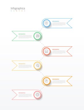 İş verileriniz için Infographic 6 seçenekleri tasarım elemanları. Vektör İllüstrasyonu.