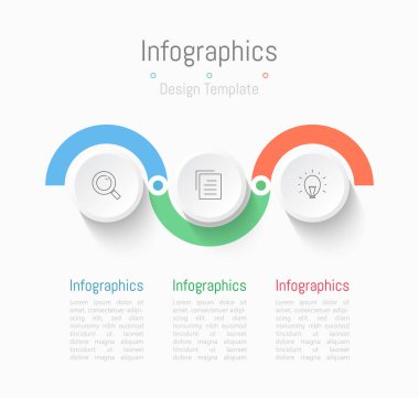 İş verileriniz için Infographic 3 seçenekleri tasarım elemanları. Vektör İllüstrasyonu.