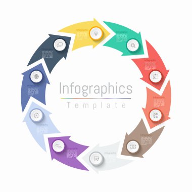 İş verileriniz için Infographic 10 seçenekleri tasarım elemanları. Vektör İllüstrasyonu.