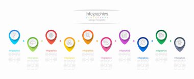 İş verileriniz için Infographic 10 seçenekleri tasarım elemanları. Vektör İllüstrasyonu.