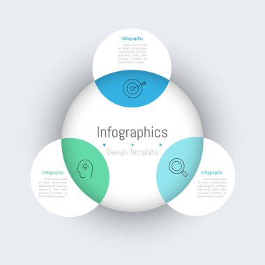 İş verileriniz için Infographic 3 seçenekleri tasarım elemanları. Vektör İllüstrasyonu.