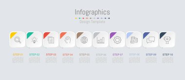 İş verileriniz için Infographic 10 seçenekleri tasarım elemanları. Vektör İllüstrasyonu.