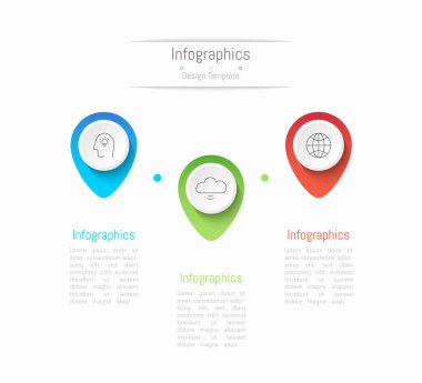 İş verileriniz için Infographic 3 seçenekleri tasarım elemanları. Vektör İllüstrasyonu.