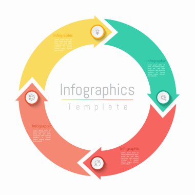 İş verileriniz için Infographic 4 seçenekleri tasarım elemanları. Vektör İllüstrasyonu.