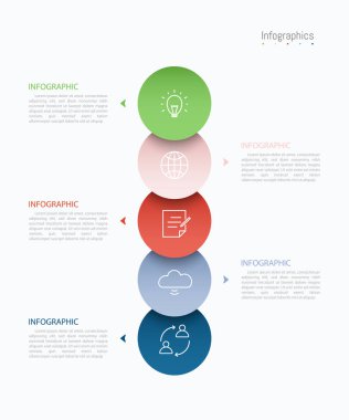 İş verileriniz için Infographic 5 seçenekleri tasarım elemanları. Vektör İllüstrasyonu.