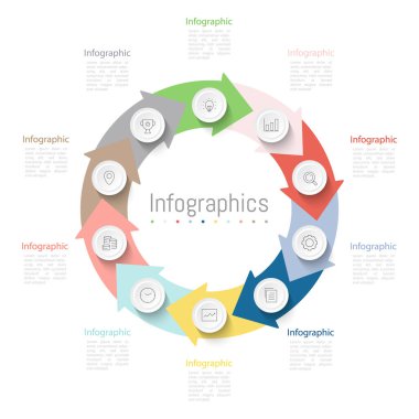 İş verileriniz için Infographic 10 seçenekleri tasarım elemanları. Vektör İllüstrasyonu.