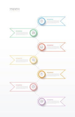 İş verileriniz için Infographic 7 seçenekleri tasarım elemanları. Vektör İllüstrasyonu.