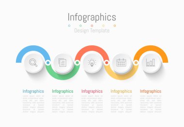 İş verileriniz için Infographic 5 seçenekleri tasarım elemanları. Vektör İllüstrasyonu.